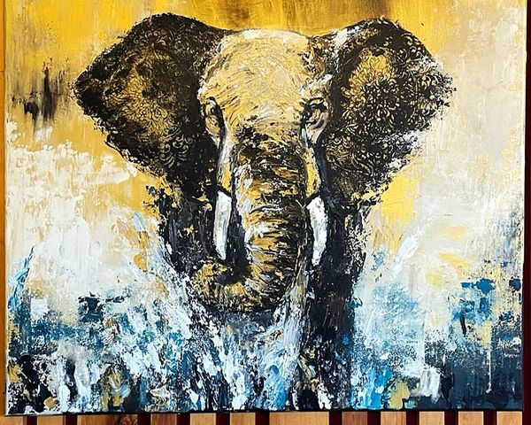 Elephant — Spirit Animals — Acrylic, 30×24 in · Available — inquire