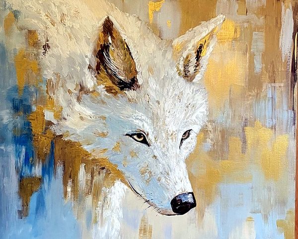 Wolf — Spirit Animals — Acrylic, 30×24 in · Available — inquire